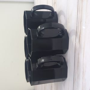 Arcoroc Octime Octogonal Jet Black Mugs Made in France (SET OF 5)